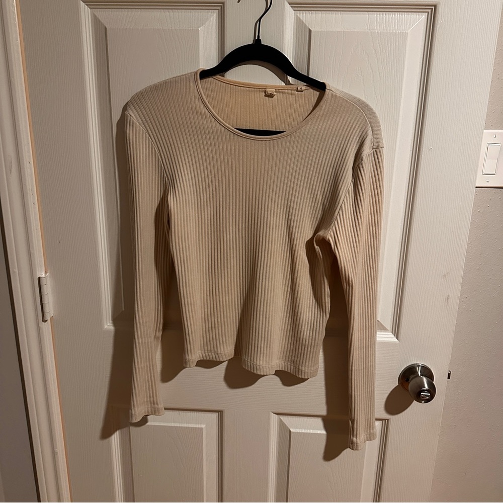 **SOLD** kotn tan ribbed long sleeve